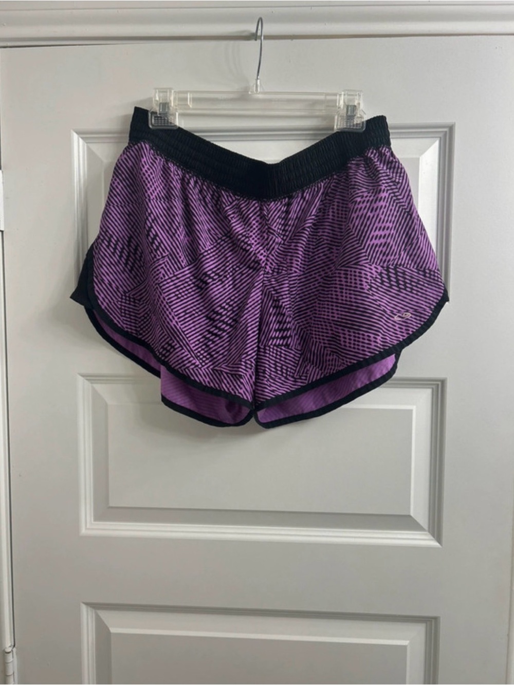 Champion Purple Geometric Running Shorts with Black Trim